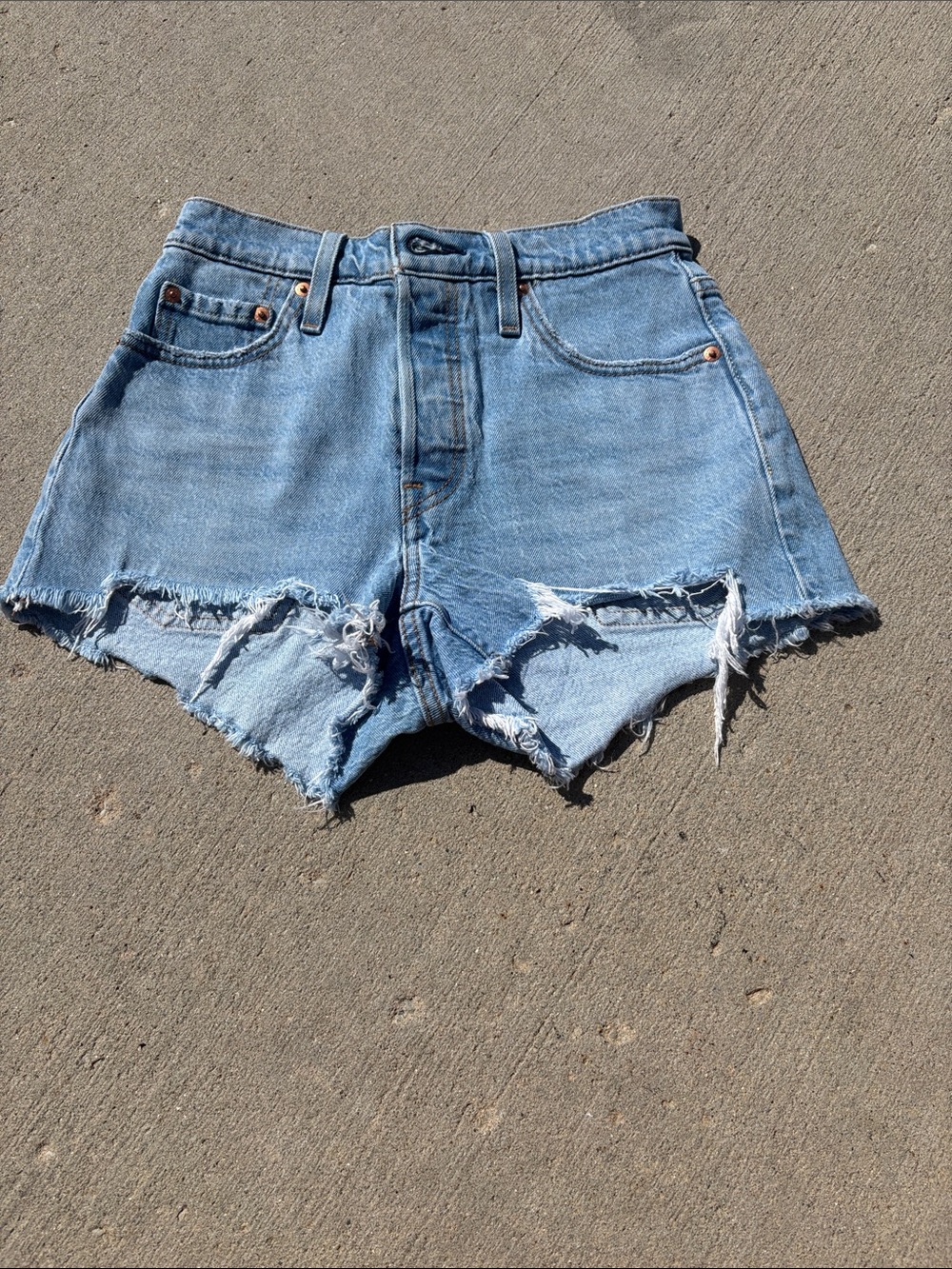 Levi's Light Blue Distressed Cutoff Denim Shorts